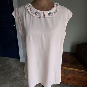 The Limited Light Pink Blouse with Embellished Collar